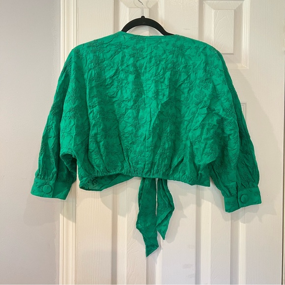 ZARA embroidered green top size medium - Picture 6 of 8